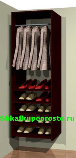 Комбинированный модуль гардеробной комнаты для одежды и обуви